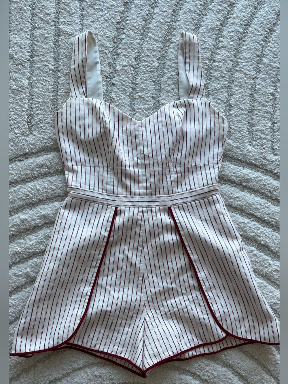 Alexis blaine Romper in White and Burgundy